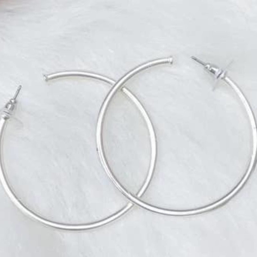Matte Silver Thin Tubular Hoops